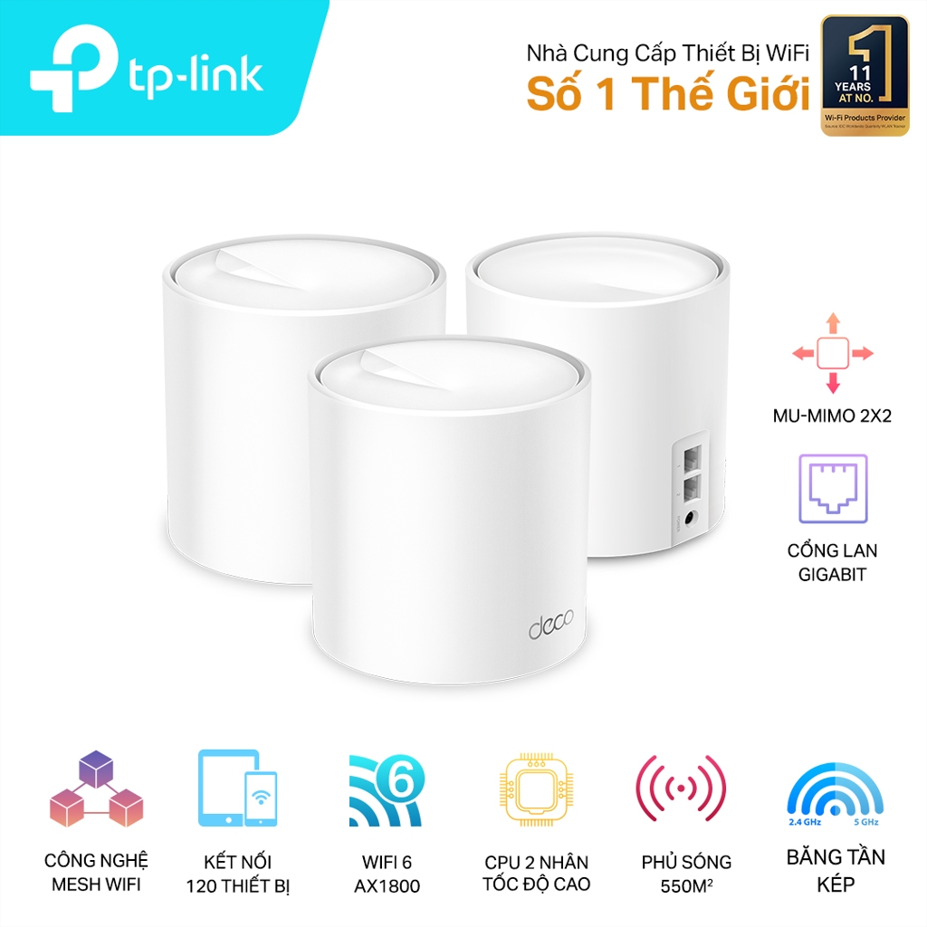 Bộ phát wifi 6 TP-Link Deco X20 3-Pack AX1800Mbps