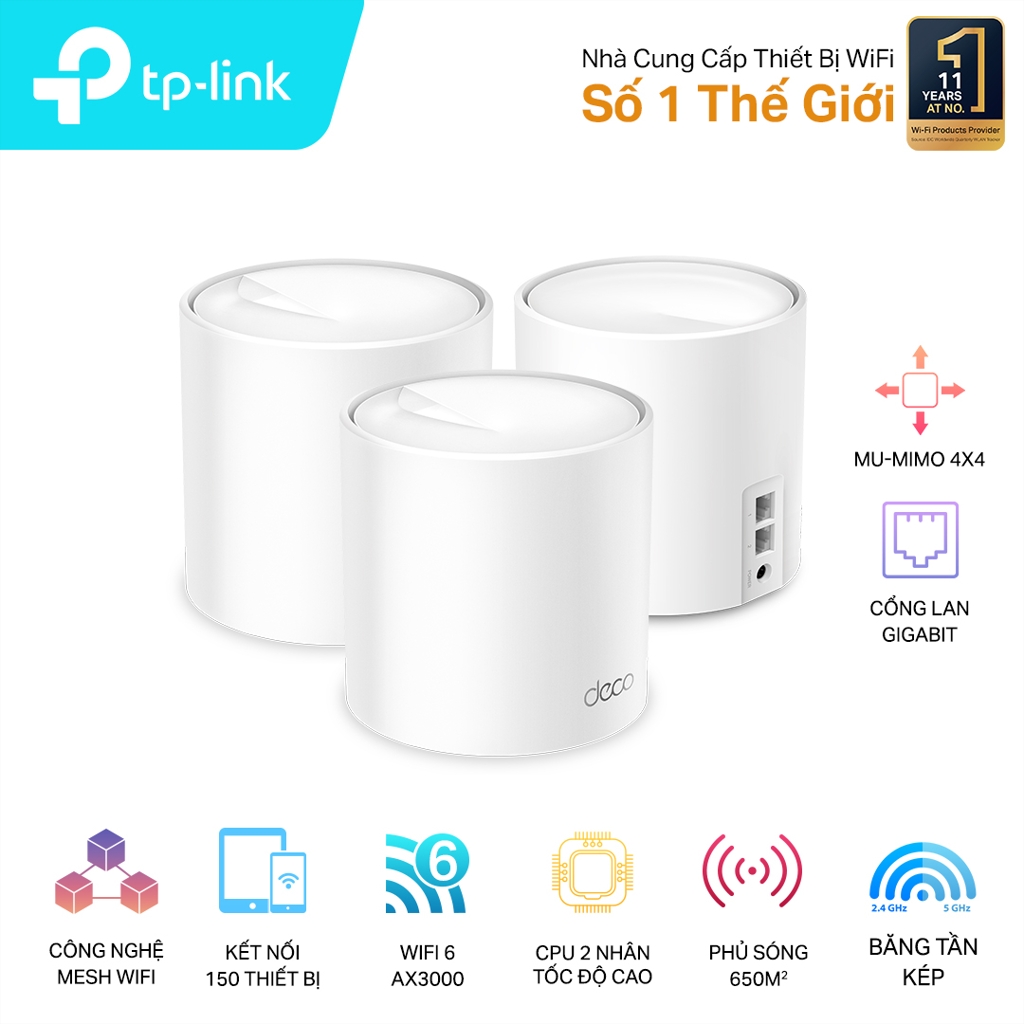 Bộ phát wifi 6 TP-Link Deco X60 3-Pack AX3000Mbps