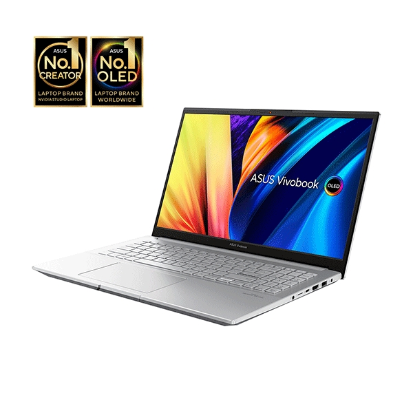 Laptop Asus Vivobook Pro OLED M6500QC-MA002W (R5-5600H/ 16GB/ 512GB SSD/ 15.6inch 2.8K OLED/ RTX 3050 4GB DDR6/ Win11/ Silver)