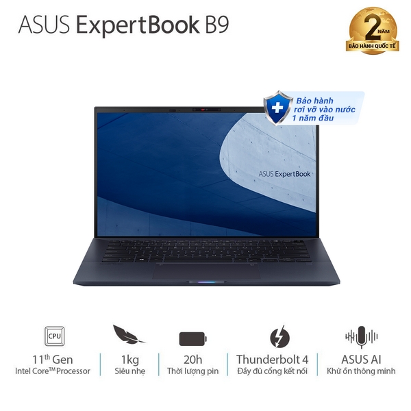 Laptop Asus Expertbook B9400CEA-KC0790T (i7-1165G7/ 16GB/ 1TB SSD/ 14FHD/ VGA ON/ Win10/ Black/ LANDONGLE/ Túi)