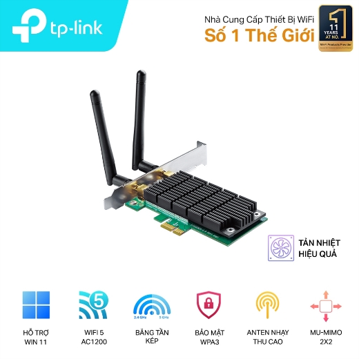 Cạc mạng Wifi PCI TP-Link Archer T4E AC1200Mbps