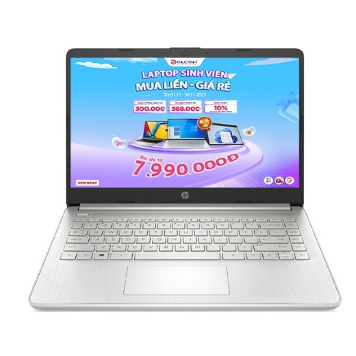 Laptop HP 14s-dq2644TU 7C0W6PA (Core i3 1115G4/ 8GB/ 256GB SSD/ Intel UHD Graphics/ 14.0inch Full HD/ Windows 11 Home/ Silver/ Vỏ nhựa)