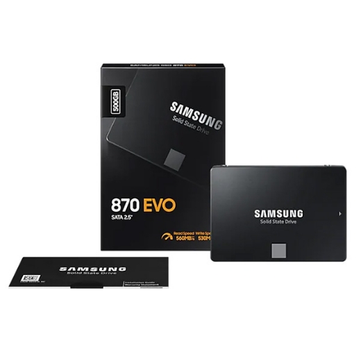 Ổ SSD Samsung 870 Evo 500Gb 2.5Inch MZ-77E500BW (đọc: 550MB/s /ghi: 520MB/s)